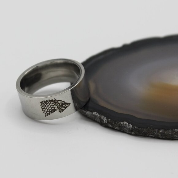 GoT Game of Thrones silver ring band 8mm wide - Picture 2 of 5
